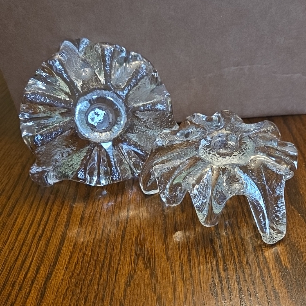 Clear Glass Decorative Bowls - Blenko Art Glass MCM Candle Stick Holder